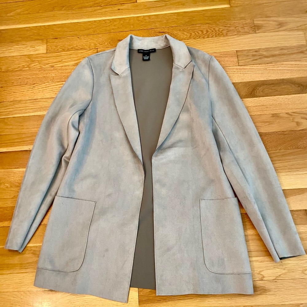 Joan Vass Gray Blazer Relaxed Fit Suit Jacket